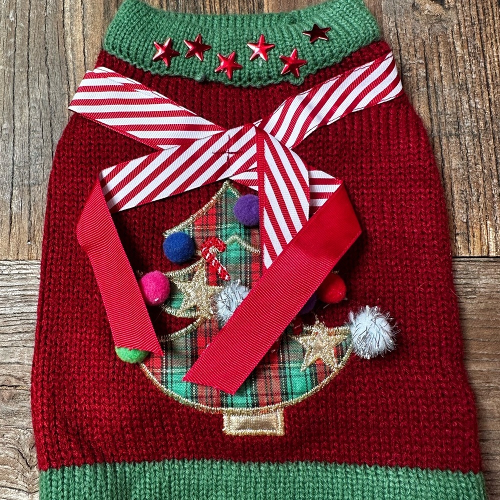 Christmas Red and Green pet Knit Sweater